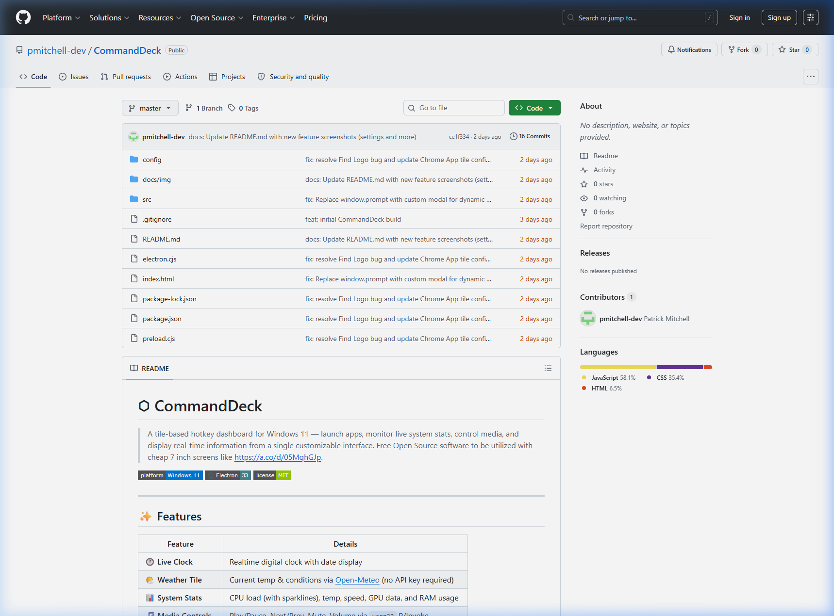 CommandDeck Interface Overview
