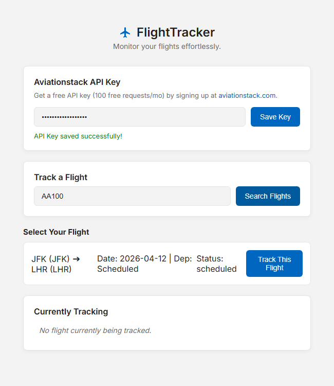 Flight Tracker Results View
